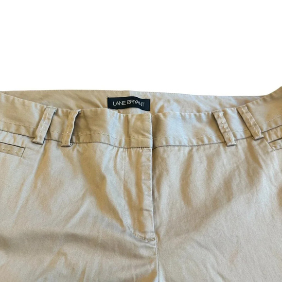 Lane Bryant Khaki Bermuda Shorts Flat Front Casual Cotton Size 16 Women's - Picture 2 of 9
